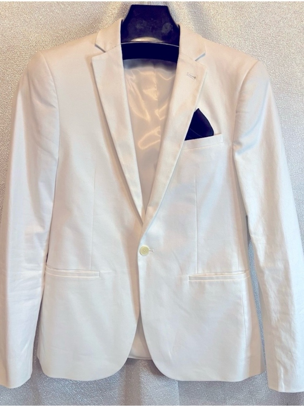 ASOS White Blazer with Black Pocket Square Accent